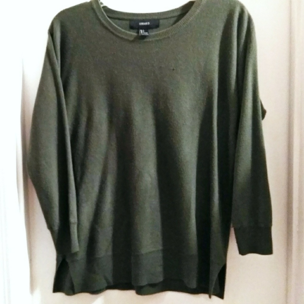 Olive Green Wool Crewneck Sweater (L)